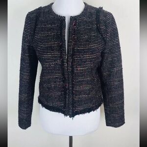 Banana Republic Women’s Blazer 6 Red Navy Blue Tweed Long Sleeve Lined